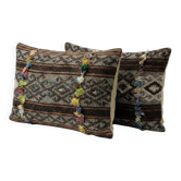 Set of 2 vintage kilim cushion covers 36x61 cm