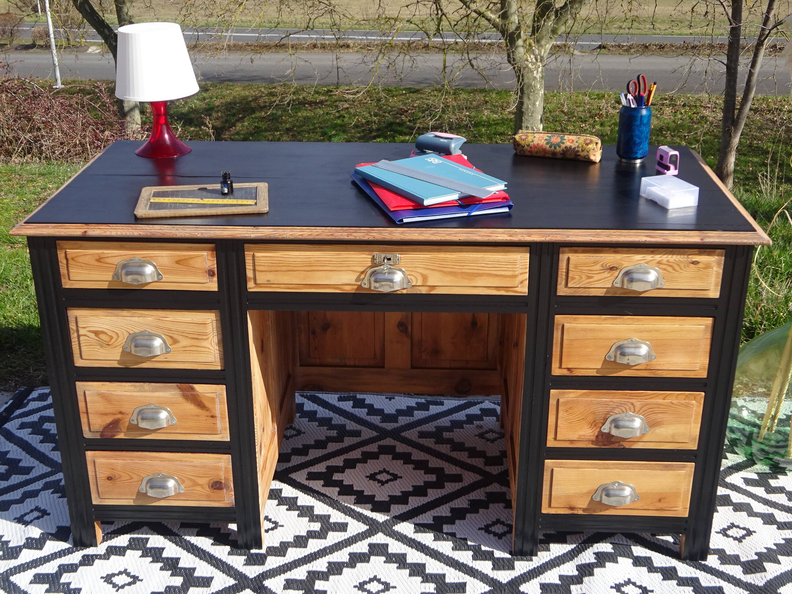 Vintage pine desk, restored
