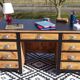 Vintage pine desk, restored