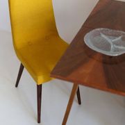 Mustard wool chair from the mid-century, Rajmund Halas, Europe, 1960s.