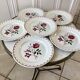Set of 6 flat flower plates Badonviller 30s