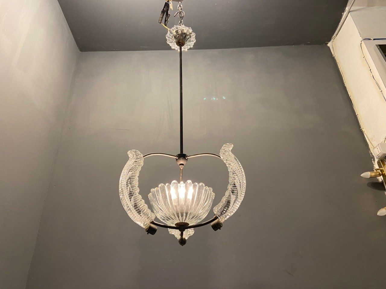 Italian Murano Glass Pendant Lamp by Ercole Barovier, 1940s