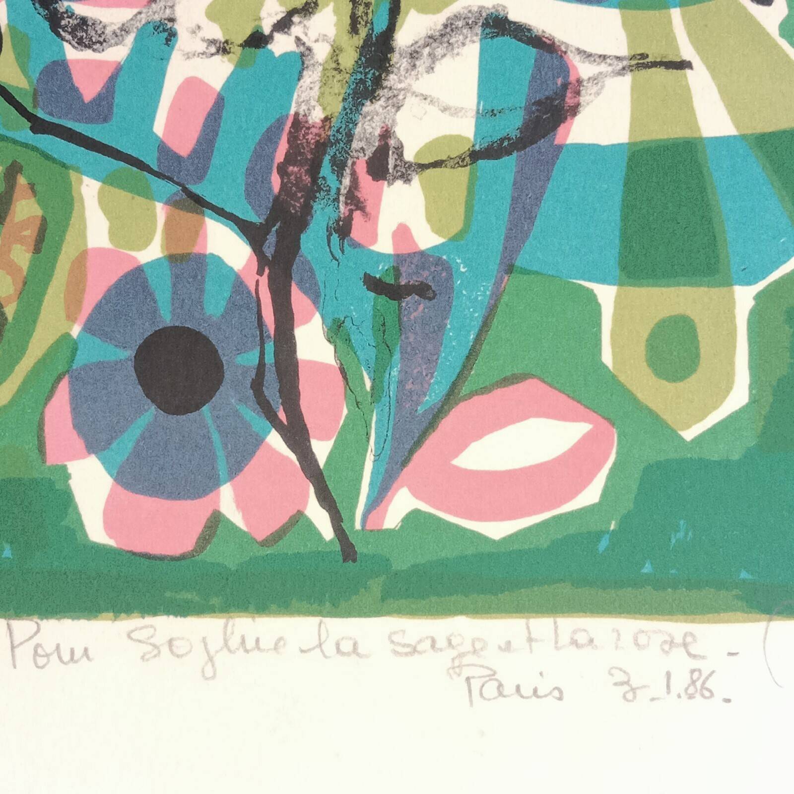 Bouquet by Michèle Van Hout, The Beautiful Lithograph No. 123/175, Signed