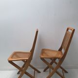 Pair vintage cannesy folding chairs