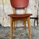 Ancienne Chaise Bois Pieds compas Vinyle Rouge Années 60