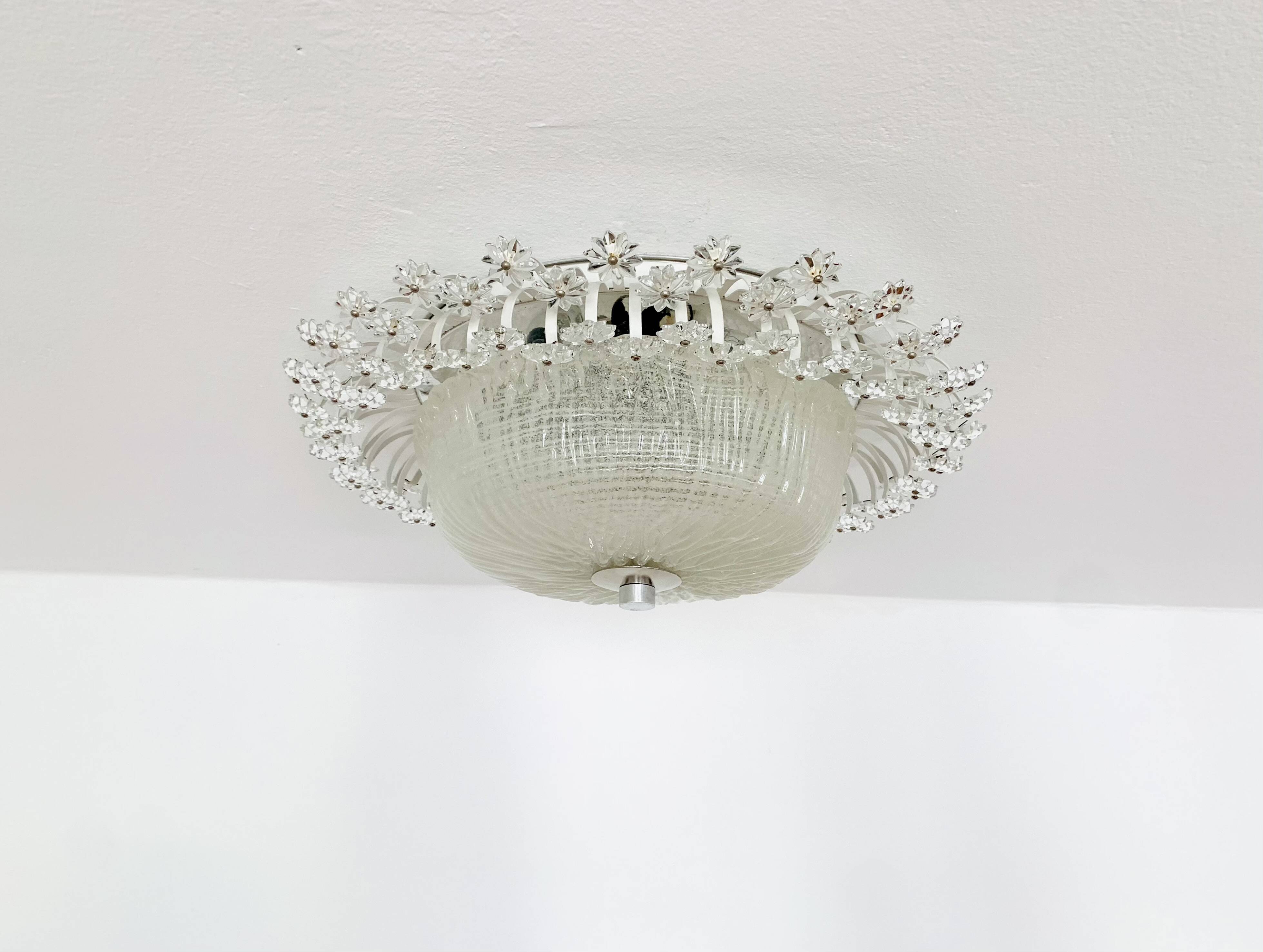 Large Floral Flush Lamp