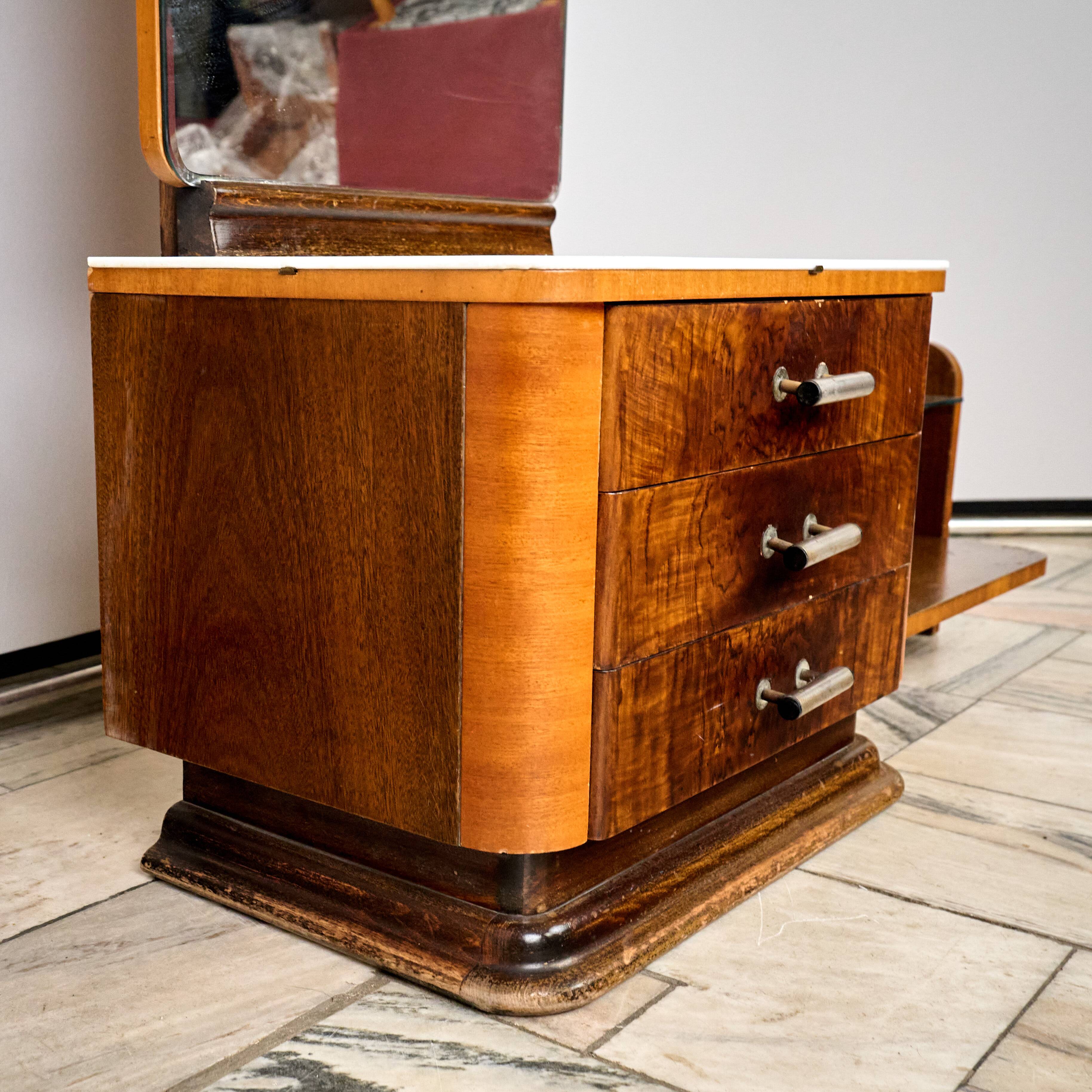 Vintage Toaletka Art Déco, proj. Jindřich Halabala, lata 40, Czechosłowacja