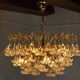 Lustre, 3 levels, crystal flowers, Italy 1970
