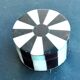 Vintage round box in mother-of-pearl and tortoiseshell-style resin - ring sizer pillbox snuff box