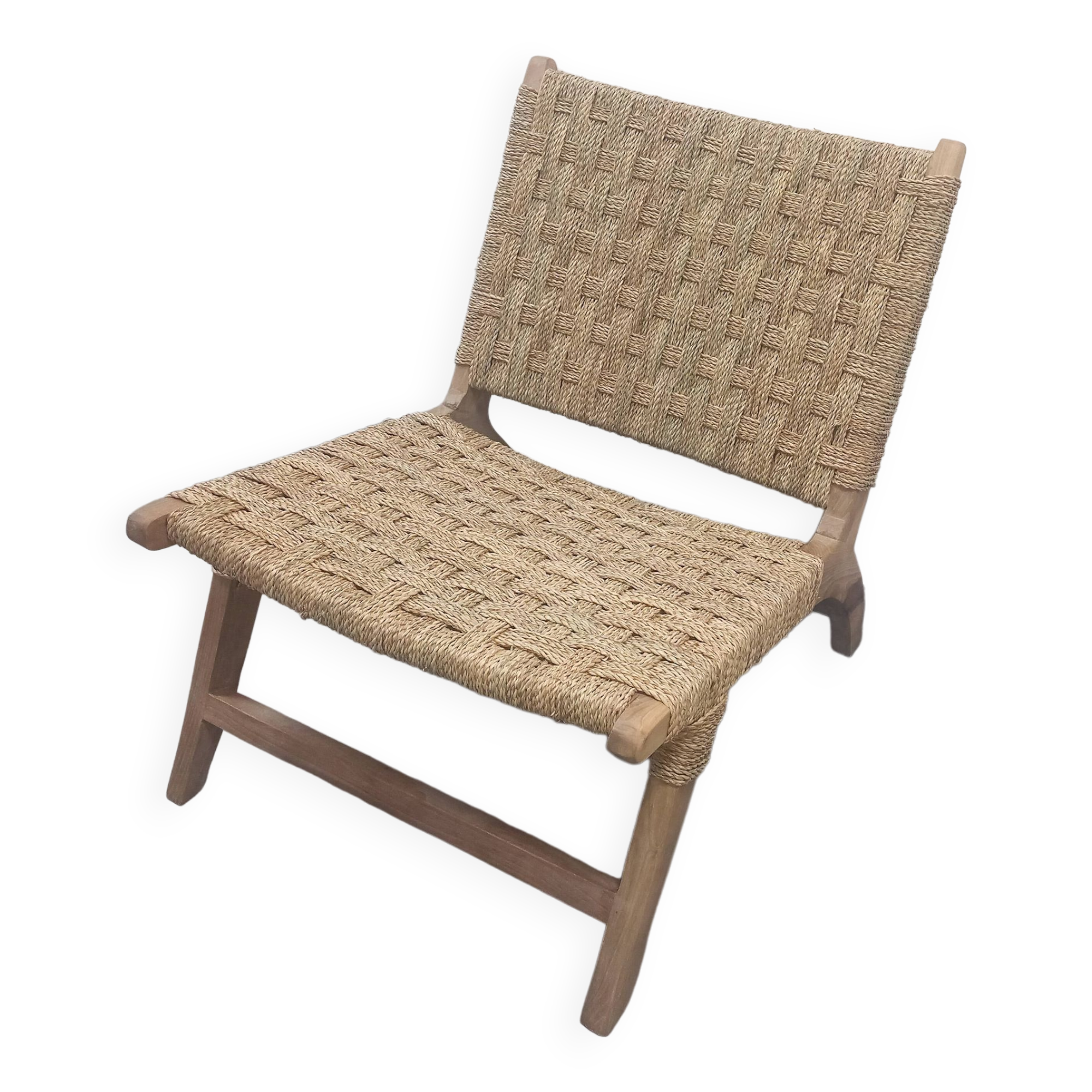 Chair woven from palm leaves