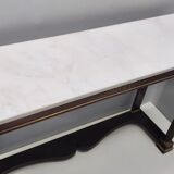 Neoclassical Style Walnut Console with a Rectangular Carrara Marble Top, Italy