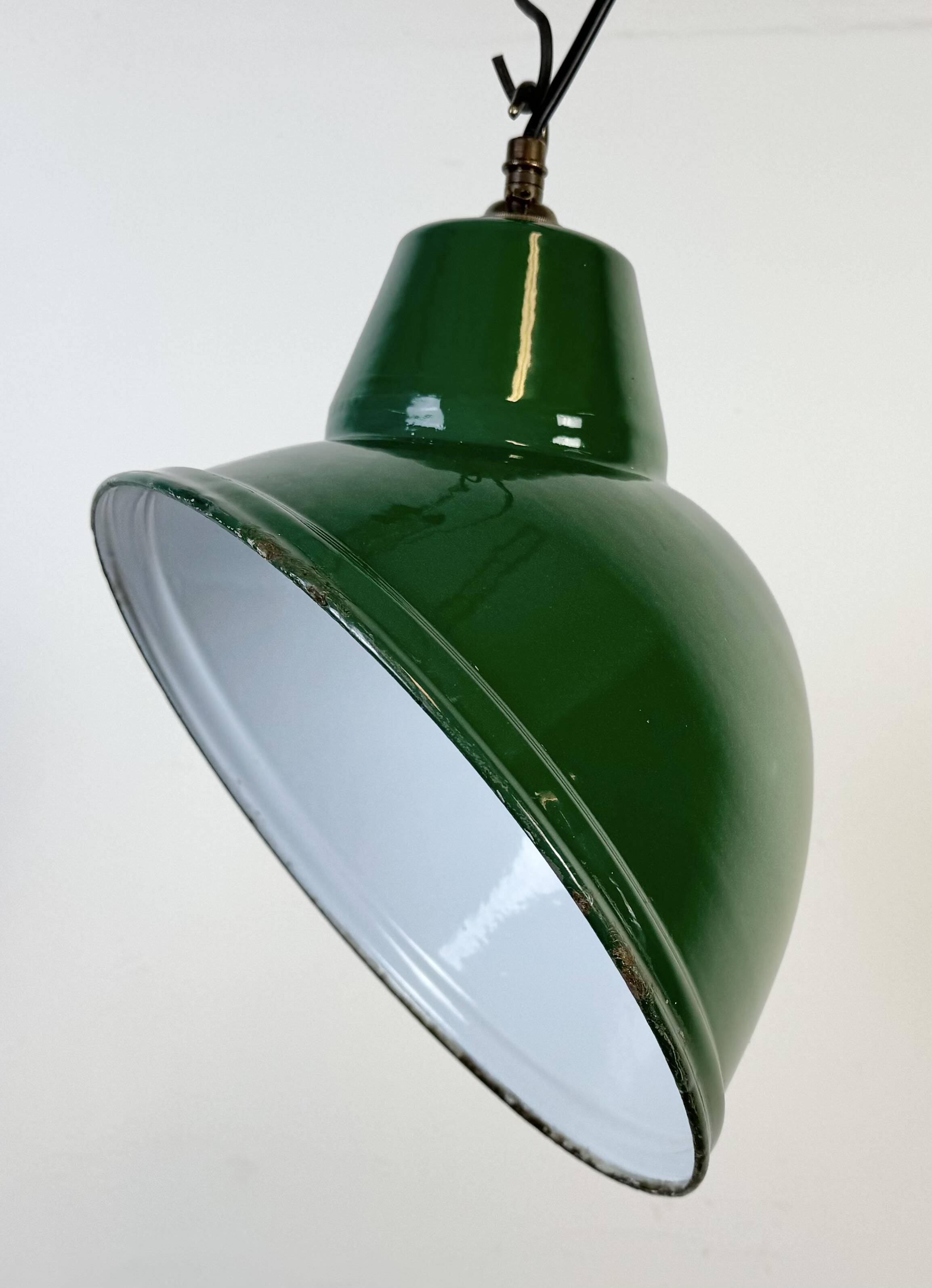 Industrial Green Enamel Factory Pendant Lamp, 1960s