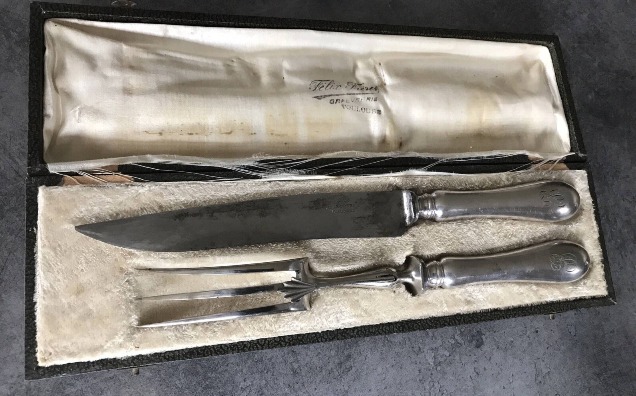 Carving cutlery set for leg of lamb, félix frères silverware