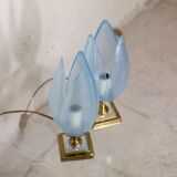 Pair of Blue Lamps edited by Rougier, France, circa 1970