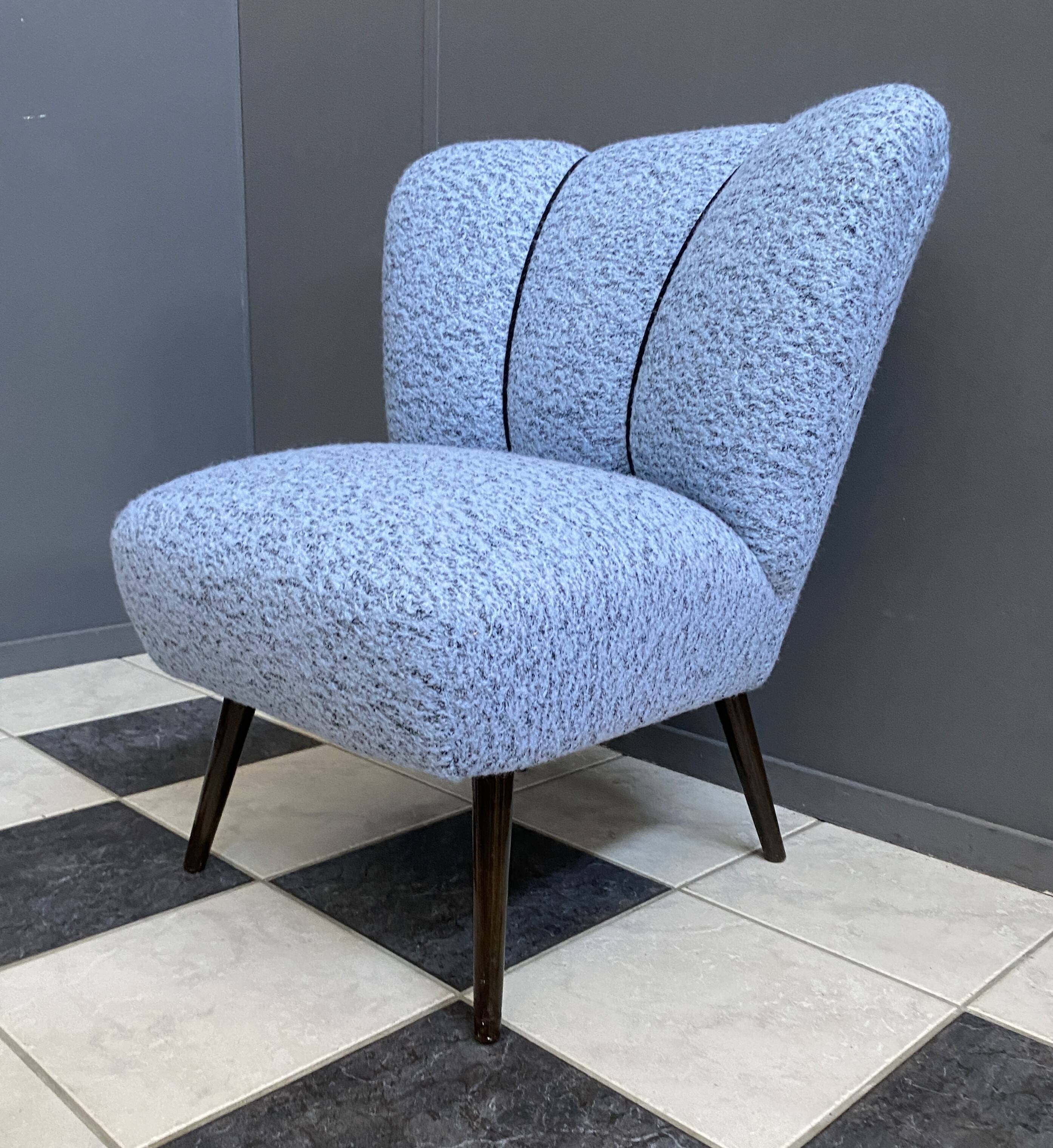 Blue wool cocktail chair 1960s