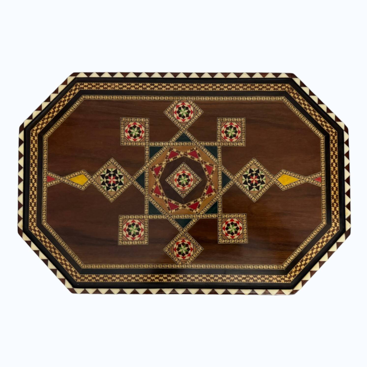 Vintage Hardwood Serving Tray with Copper Inlay – Dutch Mid-Century Tray