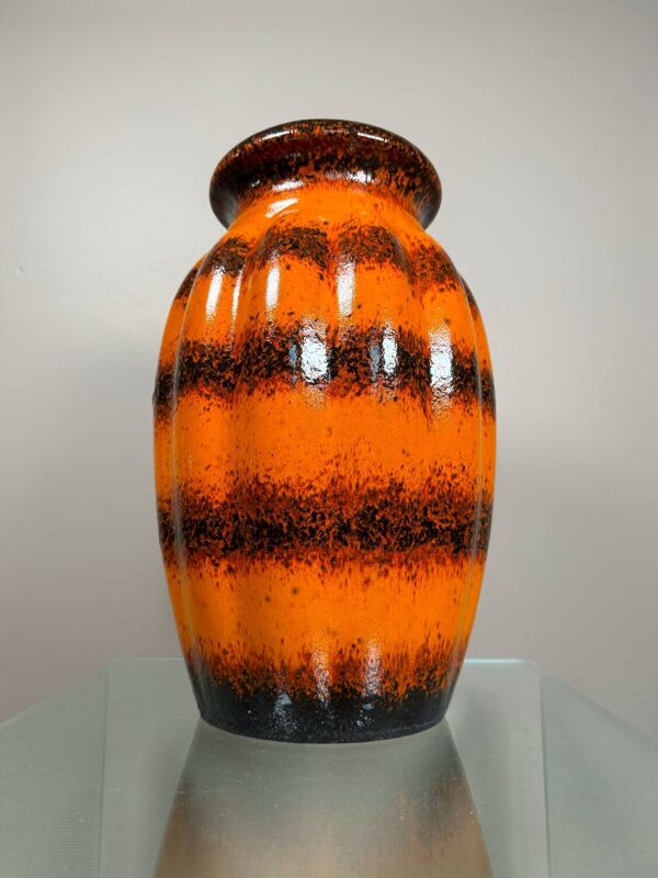 Grand vase céramique West Germany orange années 60