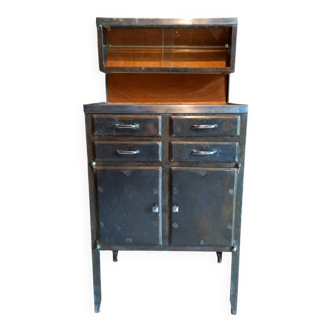 Antique metal medical cabinet