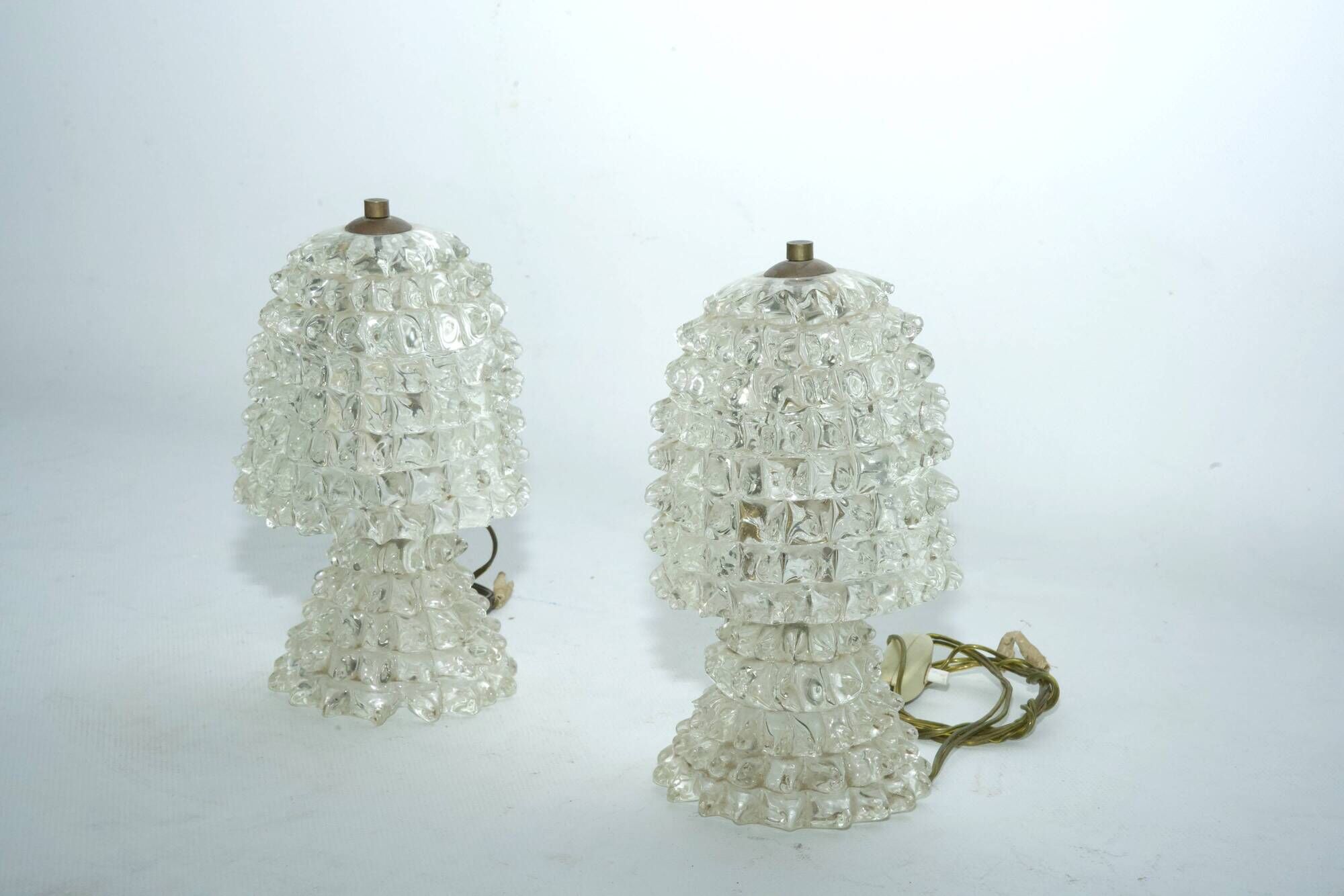 Rare Pair of Ercole Barovier Rostrato table lamps. Italy 1940s