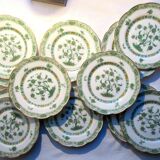 Fine porcelain cake serving 12 plates - 1 dish, signed Th. Haviland Limoges