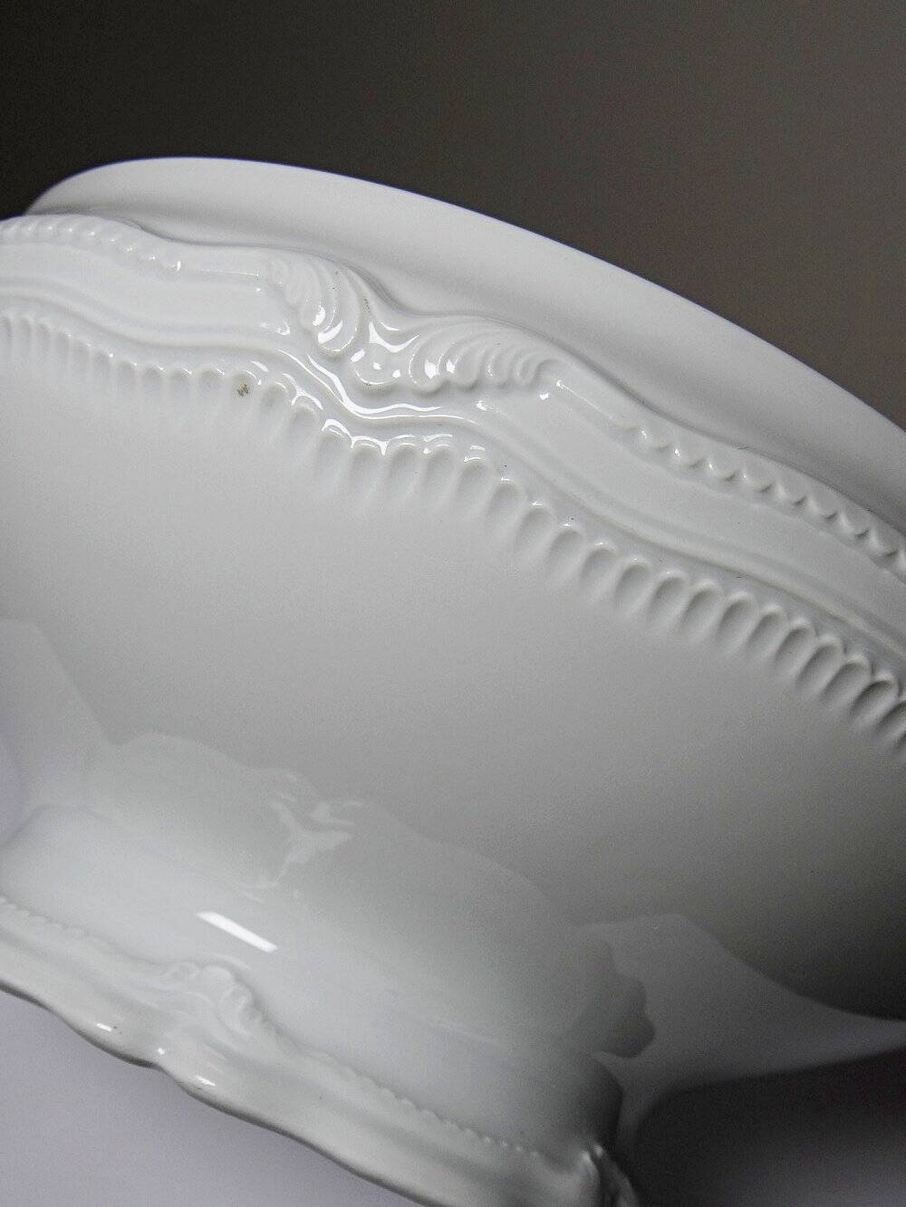 Vintage white Limoges fine porcelain soup/vegetable dish attributed to Bernardaud