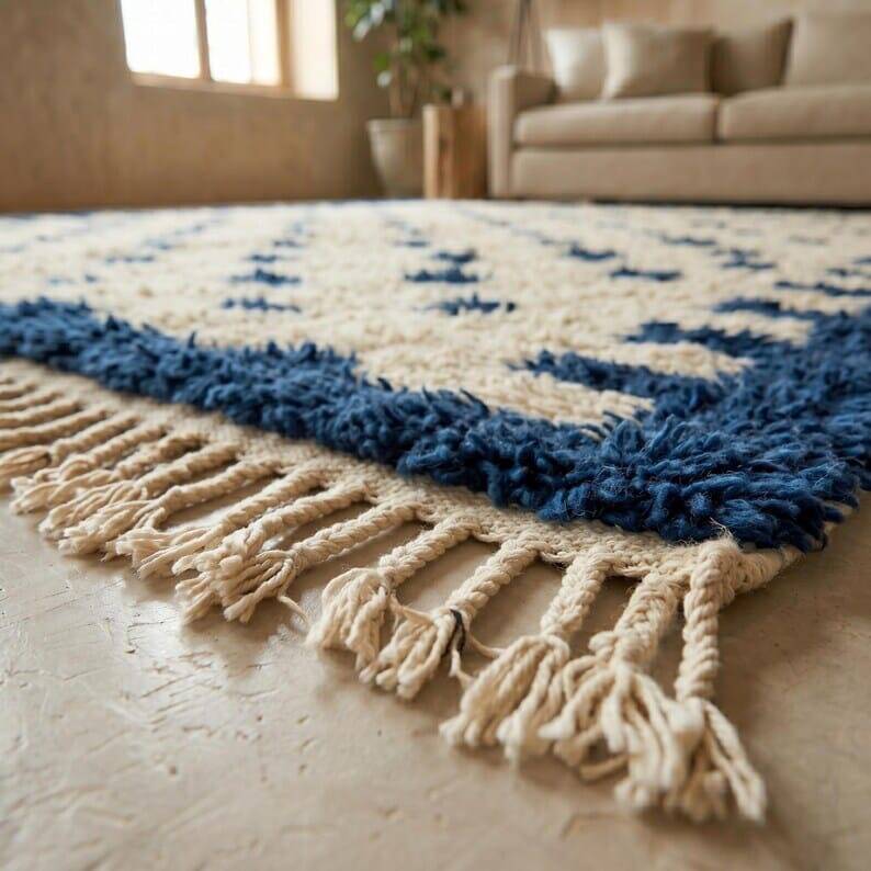 Traditional handmade pure wool Berber rug 2/3 m