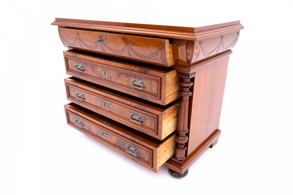 Antique walnut chest of drawers, Northern Europe, circa 1900.