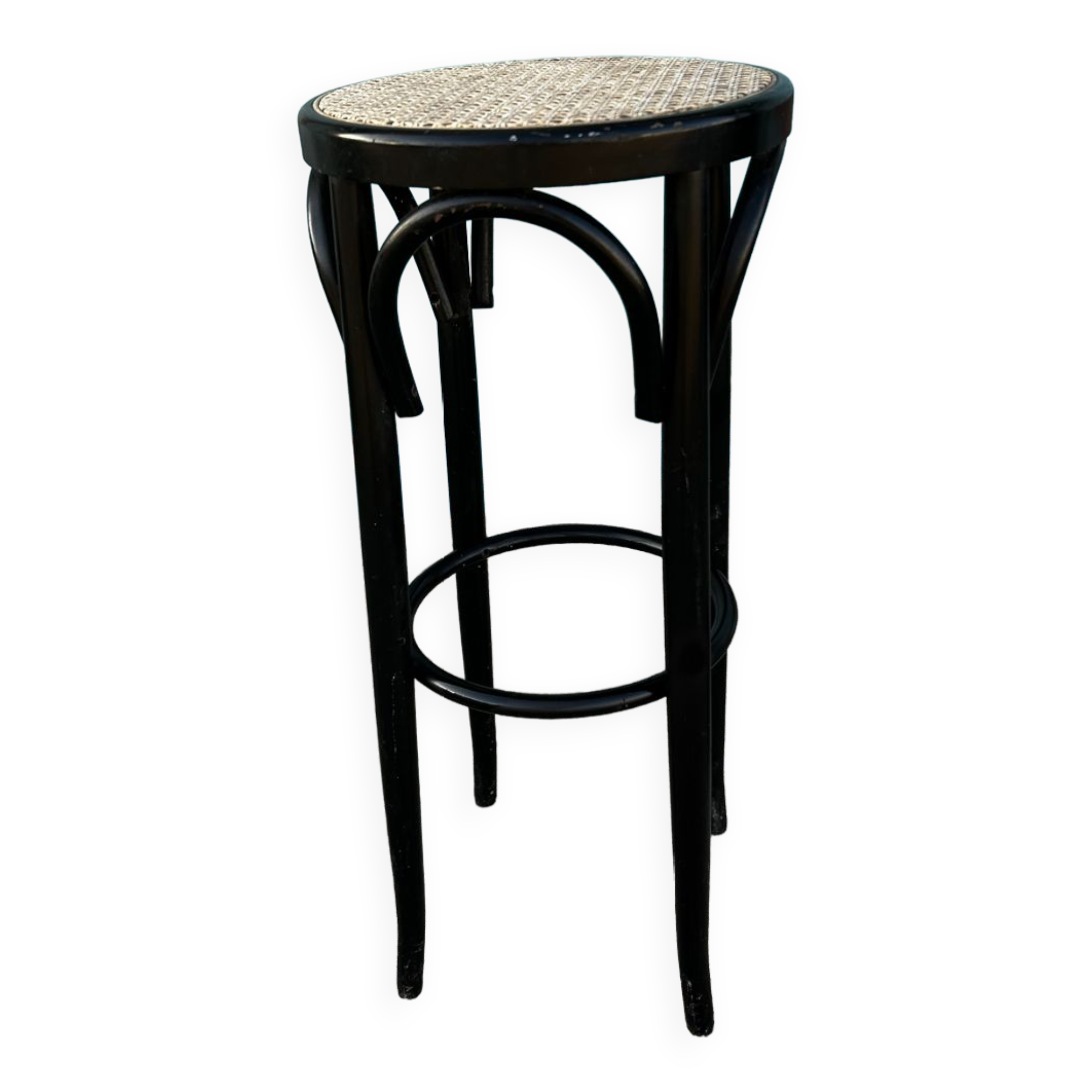 High cane rattan bar stool