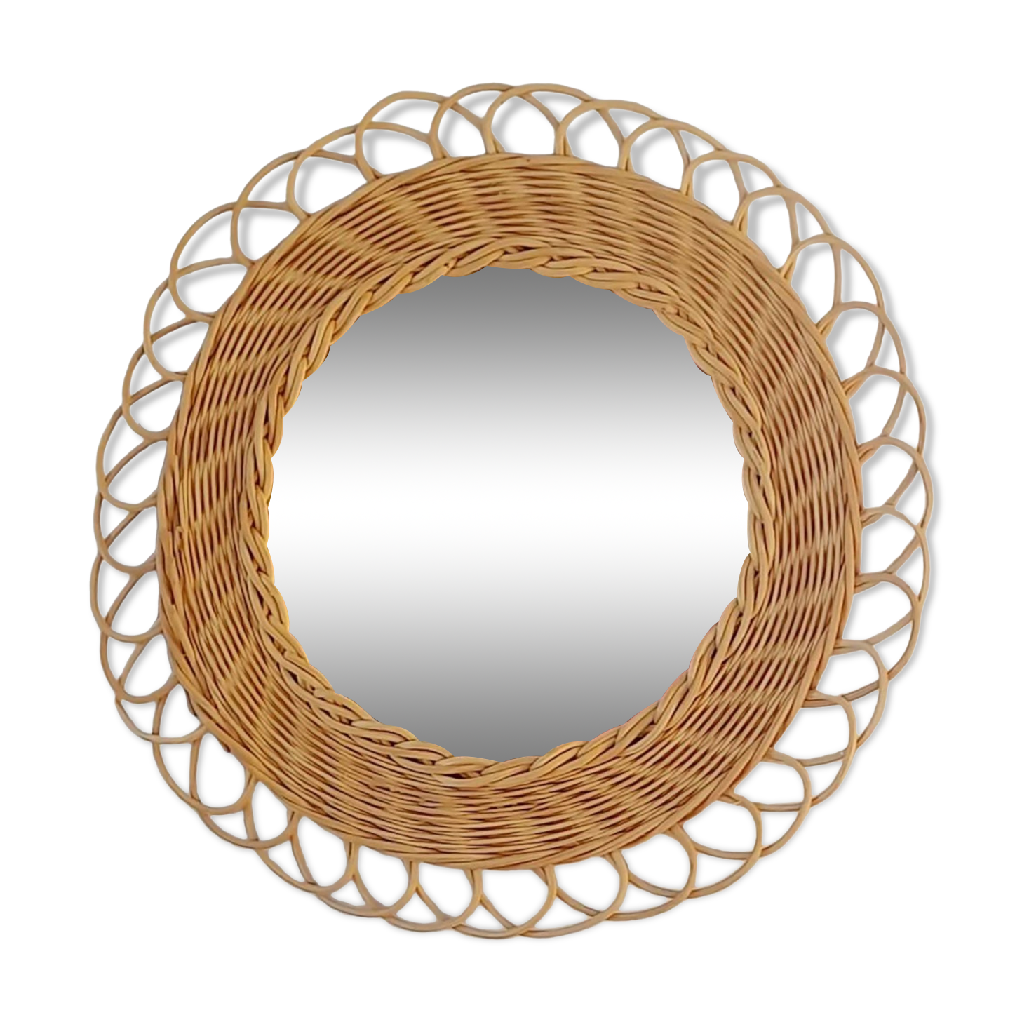 Braided wicker mirror
