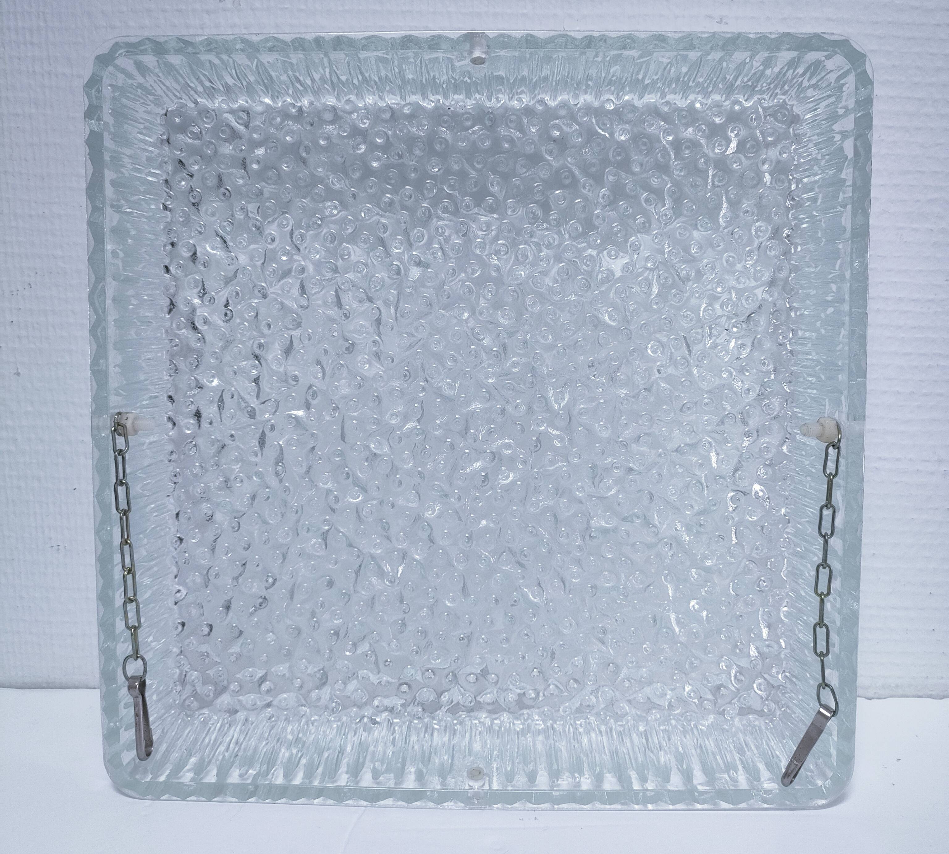 Holophane square wall lamp XL glass design 60s