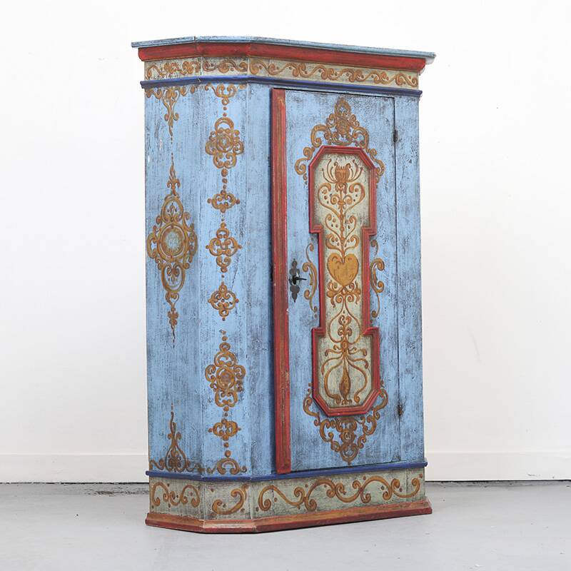 Rustic Farmhouse Folk Art Painted Bridal Cabinet