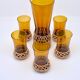 Amber glass and raffia 50's glass and pitcher set