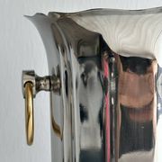 Champagne bucket in silver metal, gold handles, Guy Degrenne.