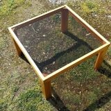 Pair of wood/smoked glass square coffee table