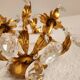 Hand-forged wall lamp gilded with gold leaf and crystals, Italy