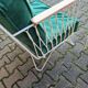 Fauteuil croisette en fer forgé avec coussins en velours vert