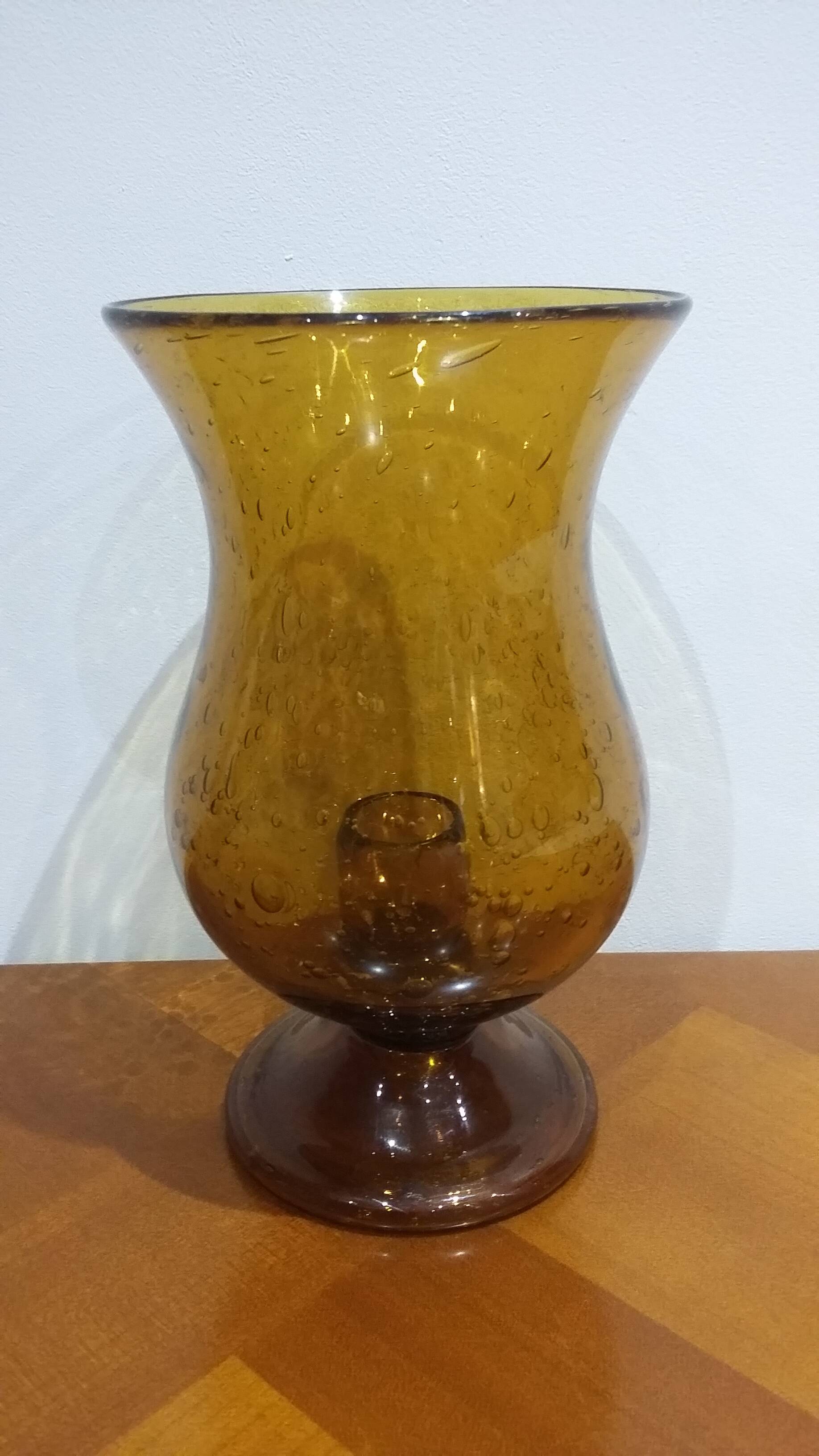 Very pretty candle holder in Biot bubble blown glass