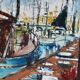 Original Swedish oil on canvas from the mid-century "Marina" by Steu (1971) - Framed