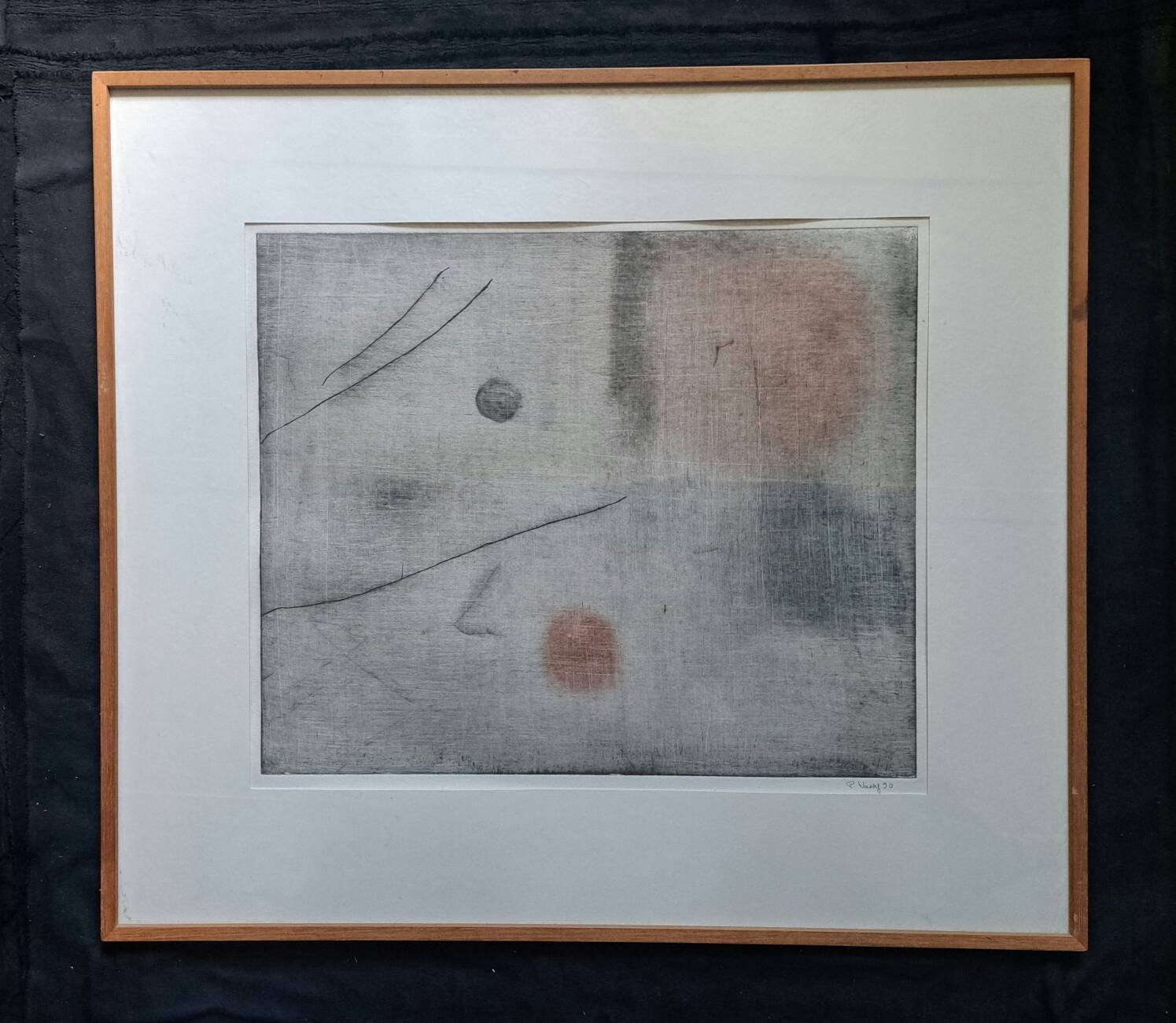 Surrealist and minimalist monotype painting signed by Pierre WASSEF - 1990