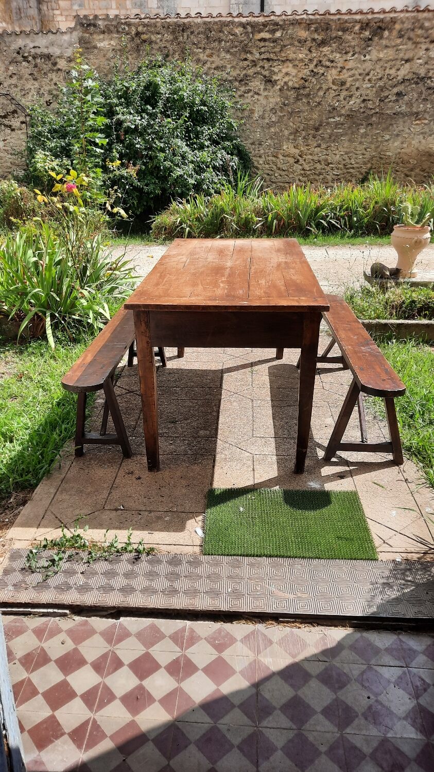Farmhouse table and benches