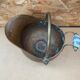 Antique copper & brass ash bucket + porcelain handle