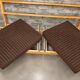1960s light wood and brown ribbed fabric convertible daybed canapé
