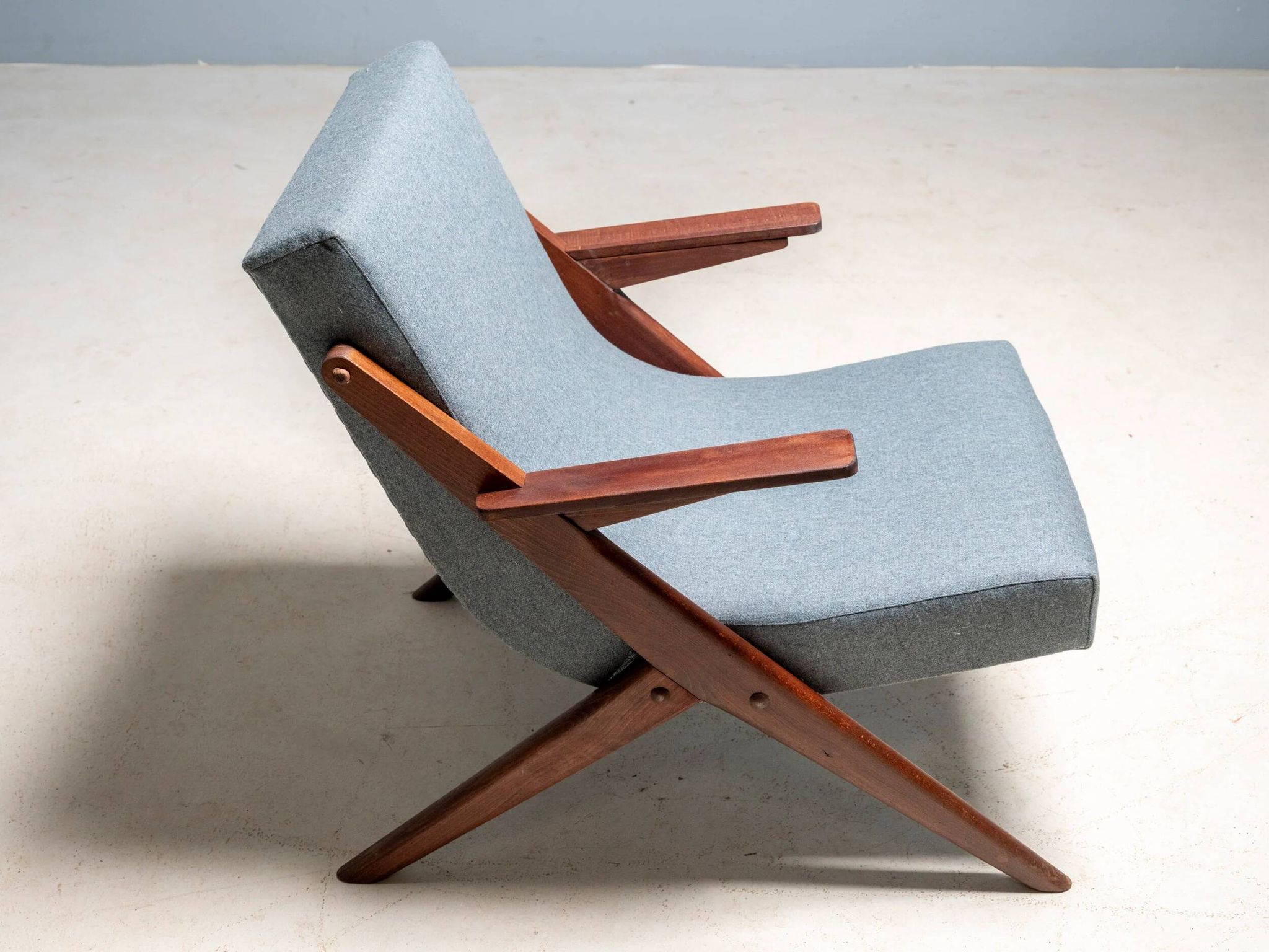 Mid-century modern lounge chair, fully restored armchair, 1950s–1960s