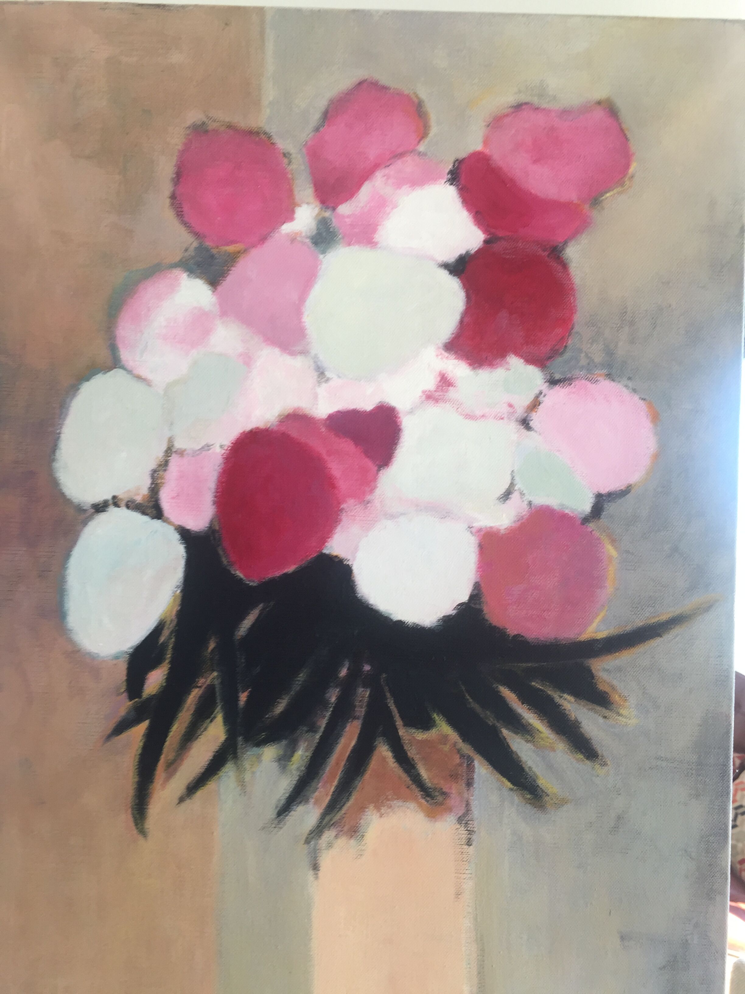 Beautiful bouquet of flowers on canvas