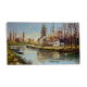 Old painting, landscape with the river signed J Micault dated 1985
