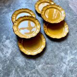 9 flat plates in ochre earthenware, "Les Faïences - Haute Provence"