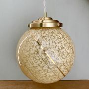 Vintage globe pendant light in yellow and gold clichy glass XXL
