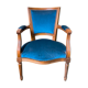 Louis XVI style convertible armchair blue velvet