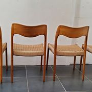 4 Scandinavian chairs by Niels Otto Møller, Danish design, 1950s, wood and rope