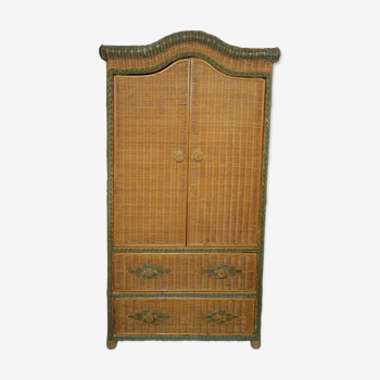 Armoire penderie en rotin vintage